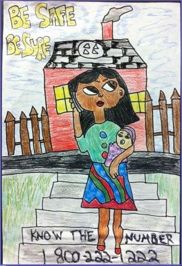 2013 grand prize winning poster with the message Be Safe, Know the Number 1-800-222-1222