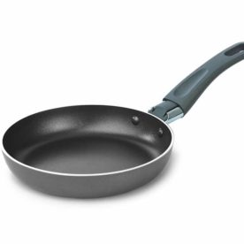 A Teflon non-stick frying pan on white background.