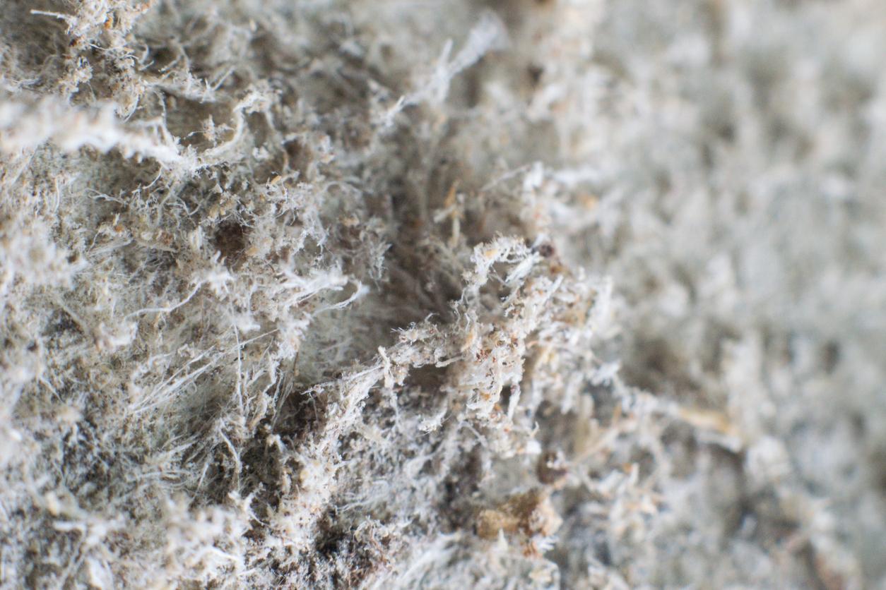 A microscopic view of asbestos and how the material looks like fine fibers.