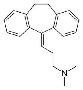 Chemical structure diagram of amitriptyline