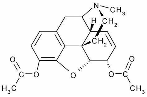 Chemical structure diagram of heroin