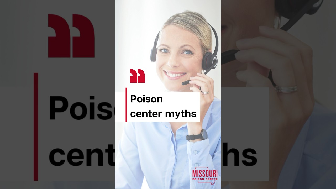 Woman holding headset in the head smiling poison center myths